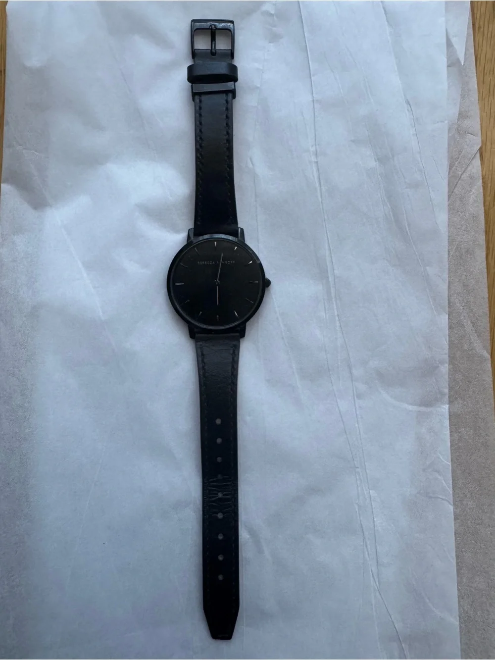 Rebecca Minkoff Black Leather & Black Dial Watch